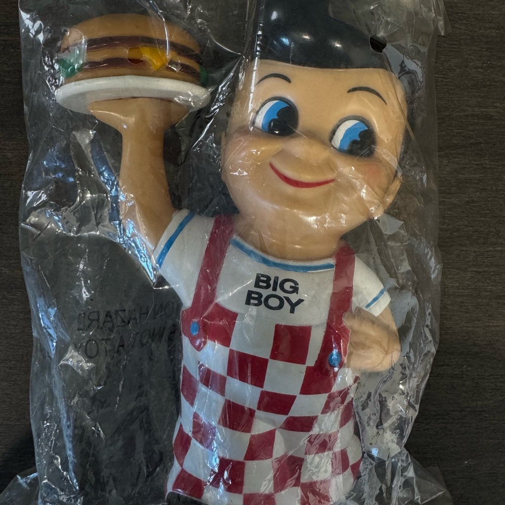 Big Boy Vintage Mascot Bank- Red & White Check Overalls